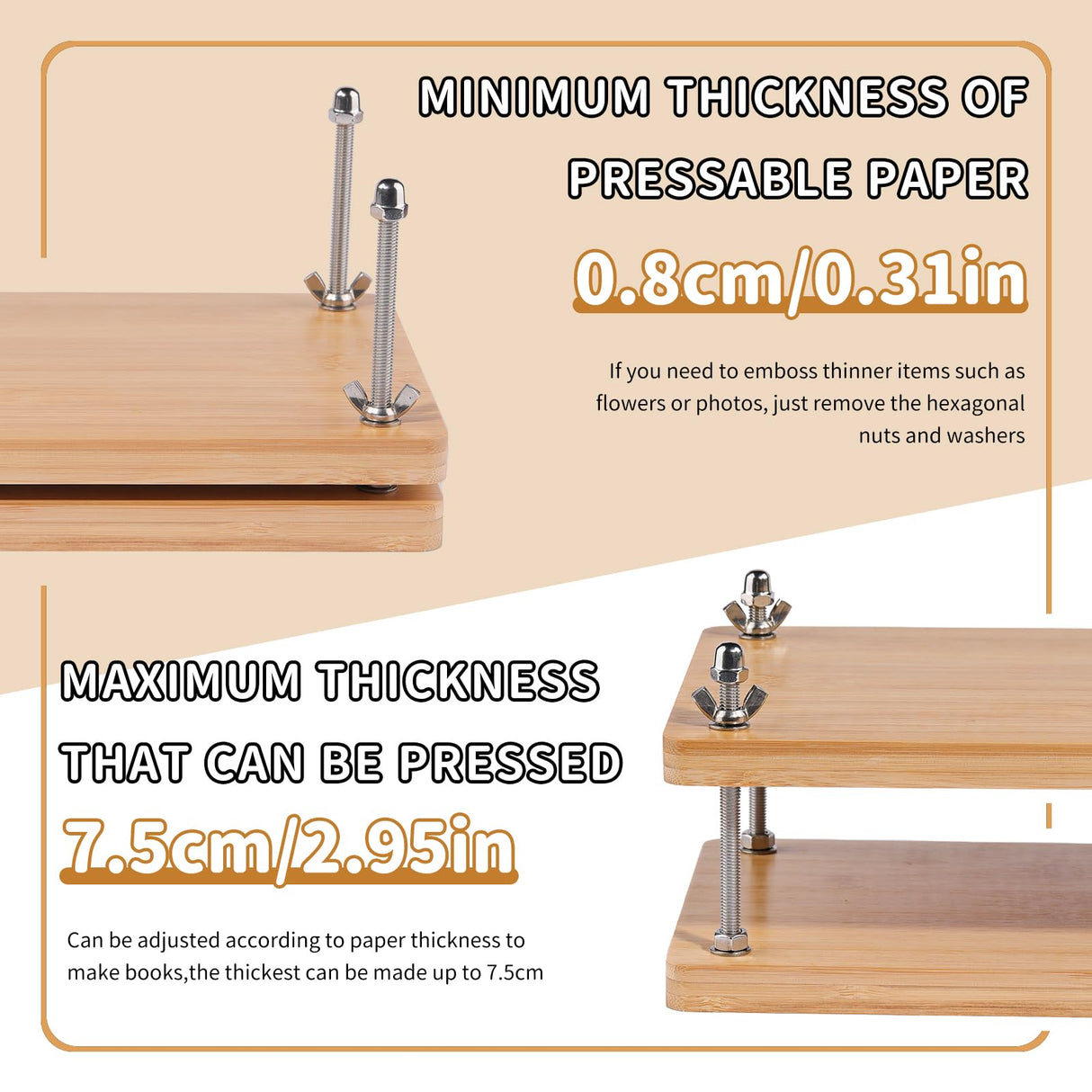 JUPEAN Book Binding Kits, Book Press, 7.9”x11.6”, Books Making Kit Bookbinding Supplies with Wooden Binding Press Books Cover Board Bone Folder Awl Bind Strap for DIY JUPEAN