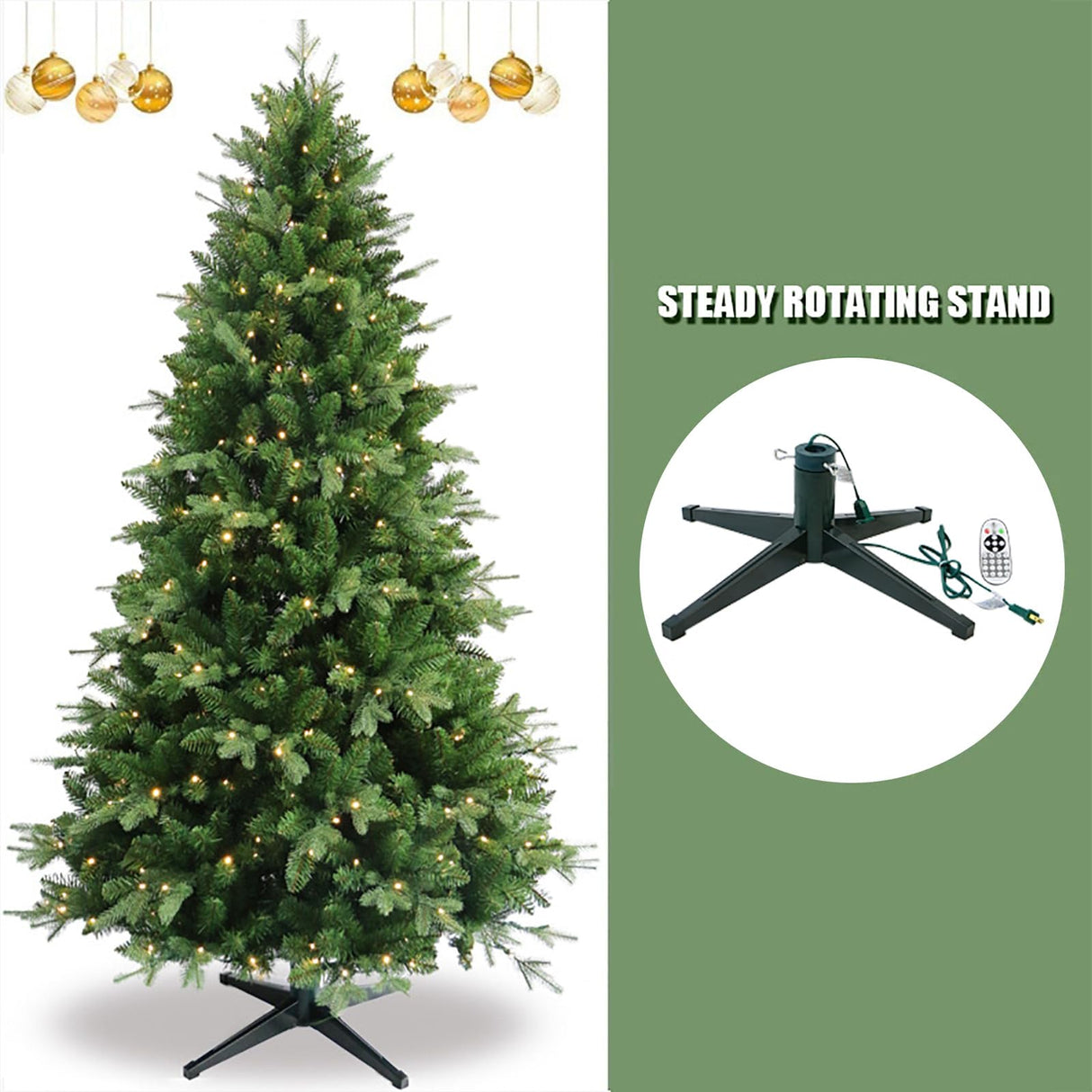 VINCONLIDY Rotating Christmas Tree Stand with Music Function, Remote Controller, Electric Iron 360 Degree Rotation for Hold Up to a 10Ft 60 to 80 Pound Artificial Christmas Tree VINCONLIDY