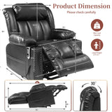 Neioml Four Motor Zero-Gravity Large-Wide Power Lift Chairs Recliners for Elderly, Infinite Position, 180° Lay Flat Lift Chair Big and Tall, Heat & Massage (Breathable Leather, Black) Neioml
