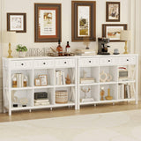 FATORRI 6 Cube Storage Bookshelf with 3 Drawers, Long Horizontal Bookcase, Modern Cubby Organizer Shelf (White Oak, 47 Inch) FATORRI