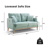 SoarTalent 56.7" Loveseat Sofa Small Couch Fabric Upholstered 2-Seat Sofa with USB Port for Small Place, Apartment, Living Room,Office(Mint Green) SoarTalent
