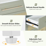 Tribesigns 6 Drawer Dresser, Modern Rattan Dresser for Bedroom, 55" Long Double Dresser Wood Storage Organizer Chest of Drawers for Closet Living Room, White and Green Tribesigns