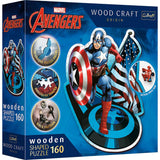 Trefl Marvel Wood Craft 160 Piece Jigsaw Puzzle Fearless Captain America Irregular Shapes, 10 Special Puzzles, Modern Premium Puzzle, for Adults and Children from 12 Years Old Trefl