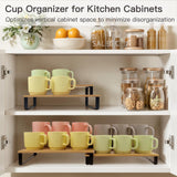Expandable Coffee Mug Holder Cup Organizer for Kitchen Cabinets, Adjustable 2-Tier Under Cabinet Coffee Mug Holder Mug Display Shelf Space-Saving with Multi-Functional Use Solcasaco