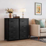 ODK Dresser for Bedroom with 4 Storage Drawers, Small Dresser Chest of Drawers Fabric Dresser with Sturdy Steel Frame, Dresser for Closet with Wood Top, Black ODK