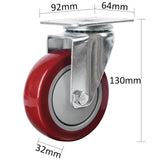 Finnhomy 4” Swivel Casters Wheels Set of 4 Plate Casters Heavy Duty Premium Polyurethane Wheels PU Load Bearing 2,600 Lbs Anti-wear Smooth Casters Red (Free Screws) Finnhomy