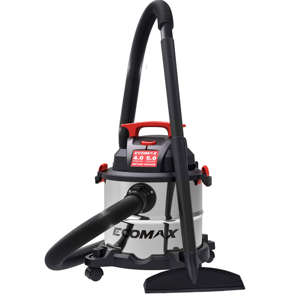 ECOMAX Wet Dry Vac 5 Gallon, 4 Peak HP, Portable Stainless Steel Shop Vacuum Wet/Dry with Powerful Suction-85 CFM, 3-in-1 Wet/Dry/Blow, Shop Vacuum for Home, Workshop, Jobsite, EM18115 ECOMAX