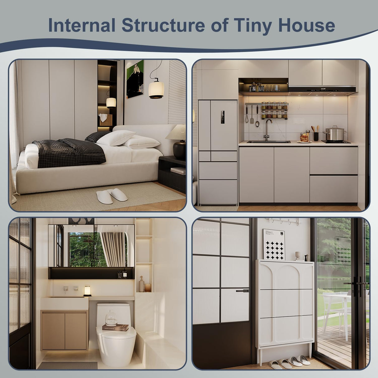 Walkmax Luxury modern prefab cabin - 19ft mobile capsule with bedroom, kitchen and bathroom, storm resistant prefab cabin -15 typhoon and 10 earthquake proof mobile cabin for travel and outdoor living WalkMax