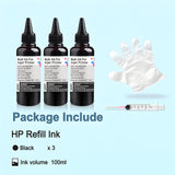KSUMEI Ink Refill Kit for HP 21 22 60 61 62 63 64 65 94 95 96 564 711 901 902 920 932 933 934 940 950 951 952 970 971 Ink Cartridge Bottle (3*Black, 100 ml) KSUMEI