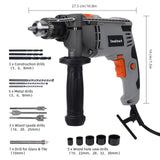 Towallmark 7.5-Amp Hammer Drill with Aluminum Alloy Housing, 1/2-Inch Corded Electric Hammer Drill with 3000RPM, Variable Speed, 15 Drill Bits with Toolbox for Home Improvement, DIY Towallmark