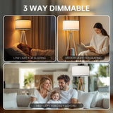 EOEYYOYB Floor Lamp with 3 Light Modes Adjustable– Wood Tripod Floor Lamp Modern LED Standing Lamp with Dimmable Brightness, Perfect for Living Room, Bedroom, and Office, Burlywood EOEYYOYB