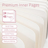 Vienrose Watercolor Sketchbook, 5.5"x5.5" Watercolor Journal with 24 Sheets 140 LB (300 GSM) Cotton Watercolor Paper, Brown Linen Cover Water Coloring Sketch Book As Travel Notebook On The Go Vienrose