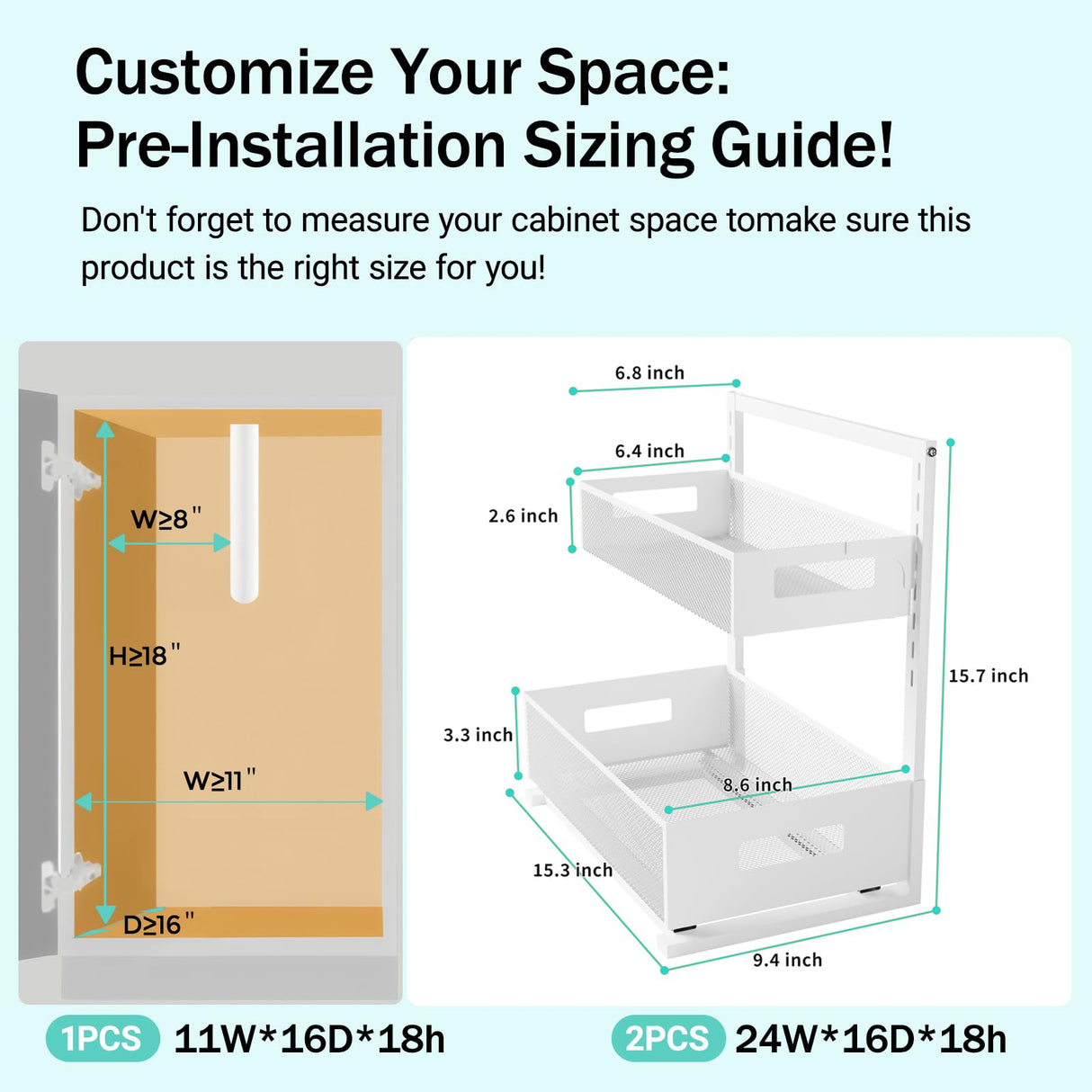 Under Sink Organizer Adjustable Height 2 Tier Bathroom Organizer Pull Out Cabinet Organer kitchen organizers and storage fridge organizers and storage,White,XL-1 Pack Petiza