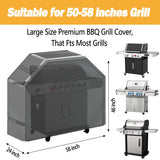 Grill Cover, 58 inch Waterproof BBQ Gas Grill Cover, Outdoor Barbecue Grill Cover with Hook and Loop for Char-Broil Nexgrill Weber and More Grills MENKOW