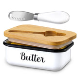 LANDNEOO Butter Dish with Lid and Butter Curler Knife - Unbreakable Stainless Steel Keeper Container with Double Silicone Sealing, for Kitchen Farmhouse Decor LANDNEOO