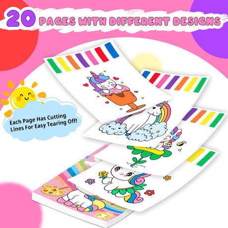 Fenmay Paint with Water Coloring Books for Kids, Mess Free Watercolor Paint Sets with 2 Premium Brushes, Arts and Crafts Birthday Gift for Kids Age 3-5 4-8, Travel Activities Toy (Unicorn) Fenmay