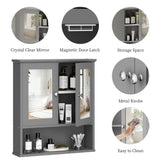 Shintenchi Bathroom Cabinet with Mirror, Wood Medicine Cabinet with Adjustable Shelf, Wall Mount Cabinet Storage, Cupboard, Gray Shintenchi