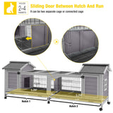 Aivituvin Rabbit Hutch Bunny Cage with Double House and Run Indoor Outdoor Guinea Pig House with Deeper No Leak Trays and Wheels Aivituvin