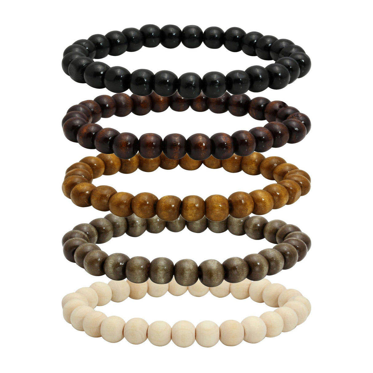 MILAKOO 5 Pcs Wooden Beaded Bracelet Bangle for Men and Women Elastic 8MM Beads MILAKOO