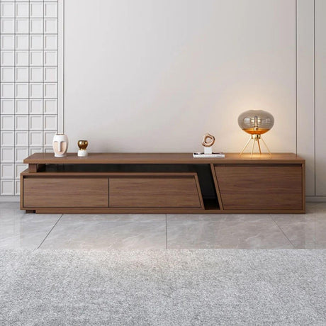 homary Extendable TV Stand with 3 Drawers Minimalist Rectangle Entertainment Center Walnut TV Console Table Up to 110" (Extendable: 70.9”W-110.2”W) homary