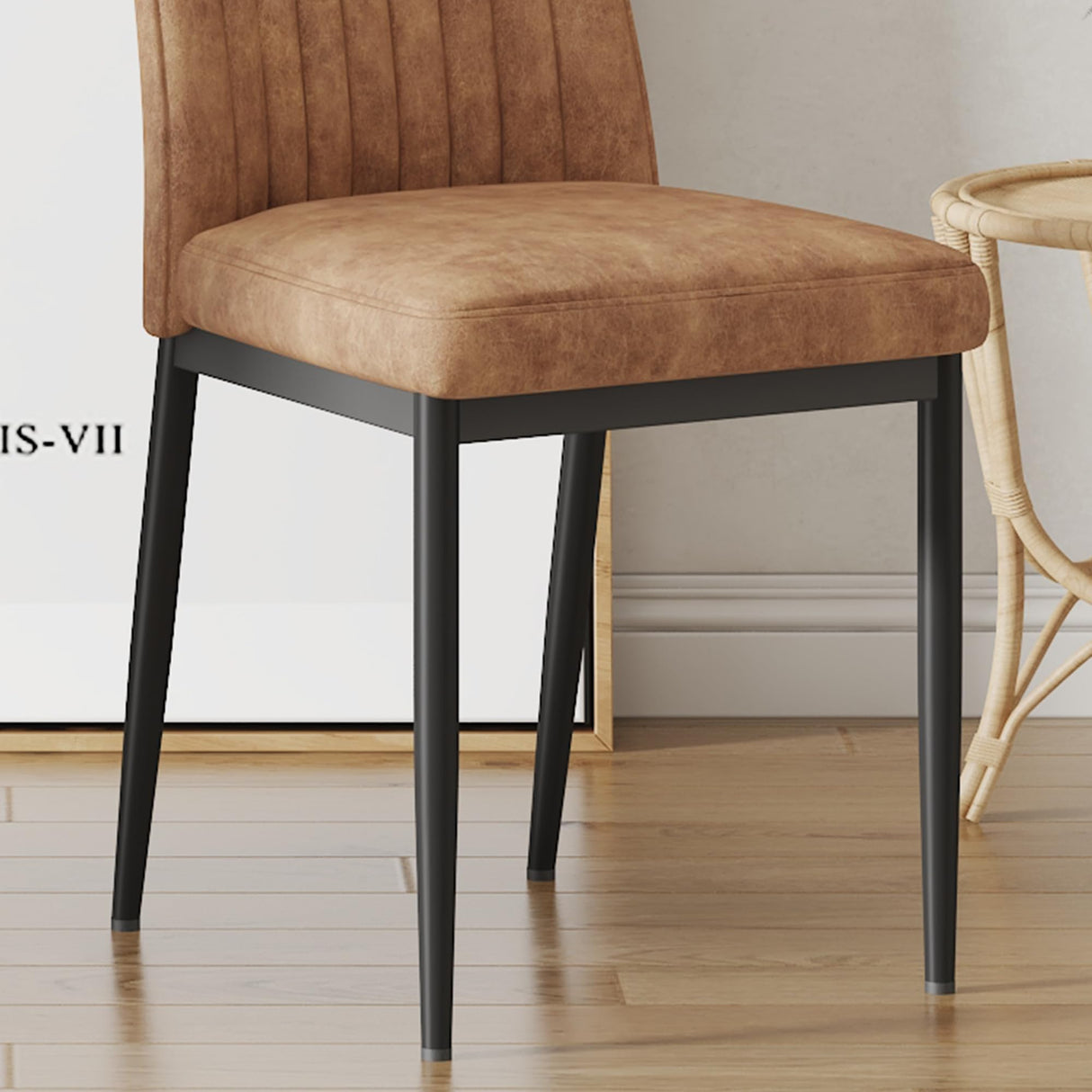 RDUEEI Brown Dining Chairs Set of 6, Comfortable Dining Room Chair, Metal Kitchen Chairs with Leathaire Fabric and High Back, Sillas para Comedor Set de 6 for Living Room (BR-6) RDUEEI