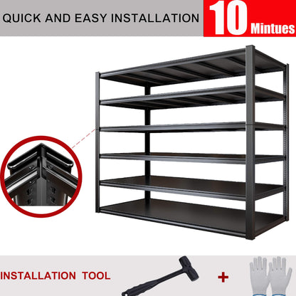 picvoss 6-Tier Garage Shelving Heavy Duty, 3200LBS Garage Storage Shelves, Adjustable Metal Shelving Unit,52" W x 24" D x 84" H, Industrial Shelving for Storage, 2 Pack