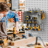 CCCEI Modular Power Tool Organizer Wall Mount with Charging Station. Garage Drill Storage Shelf with Hooks, Heavy Duty Rack, Tool Battery Holder Built in 8 Outlet. Gift for Men. Grey, 2 Pack. CCCEI