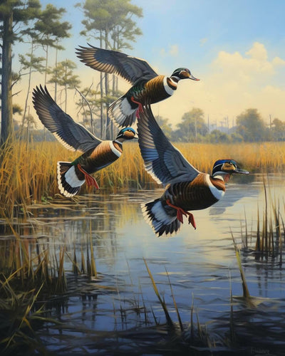 5D Diamond Art Painting Kits Flying Mallard Wild Duck Full Drill Round Beads Diamond Art Gems Stone Cross Stitch DIY Diamond Art Painting by Number Kits Wall Decoration 12x16inch(52)