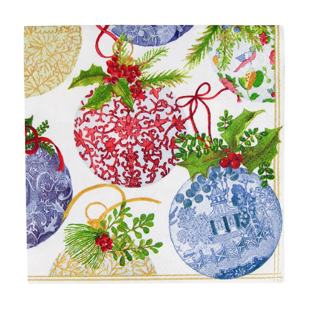 Caspari Porcelain Ornaments Paper Cocktail Napkins - 20 Per Package Caspari