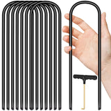 Trampoline Stakes U Shaped Anchors Heavy Duty Metal - Long Trampolines Ground Wind Stakes for Soccer Goals, Camping Tents, Garden Decoration (black-8pcs) UNIPRIMEBBQ