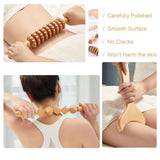 OYHMC Wood Therapy Massage Tools Professional Maderoterapia Kit Body Sculpting Tools for Lymphatic Drainage and Anti-Cellulite.Wood Massager Roller Rpoe for Back and Muscle Pain Relief (5pcs) OYHMC