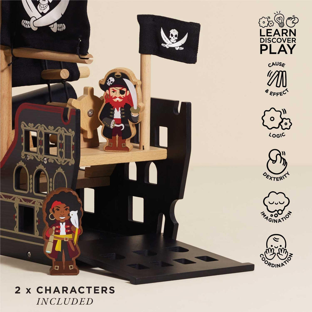 Le Toy Van Barbarossa Pirate Ship Set Premium Wooden Toys for Kids Ages 3 years & Up Le Toy Van