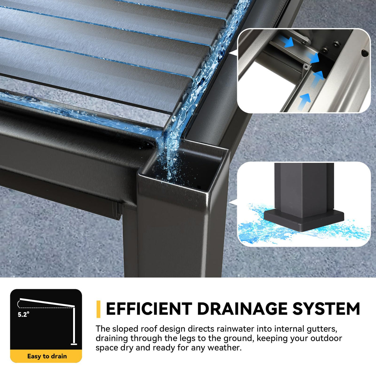 MELLCOM Louvered Pergola with Screen 10x13, Wall-Mounted Adjustable Pergola, Lean to Aluminum Gazebo with 3 Pull-Down Screen Sides and Adjustable Roof for Backyard, Dark Gray MELLCOM