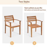 7-Piece Outdoor Dinning Table Set for 7-8, Acacia Wood Patio Table and Chairs Set with Adjustable-Leg & Cushions, Patio Dining Furniture Set for Garden, Balcony, Backyard (Acacia Wood, 7 Piece) GUANGHONG