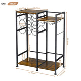 Freestanding Liquor Cabinet with 9-Bottle for Home Bar, Versatile Wine Rack Freestanding Floor with Glass Holder and Fences, Mini Bar Table Liquor Whiskey Display Large-Capacity Corner Wine Cabinet Bosimeca