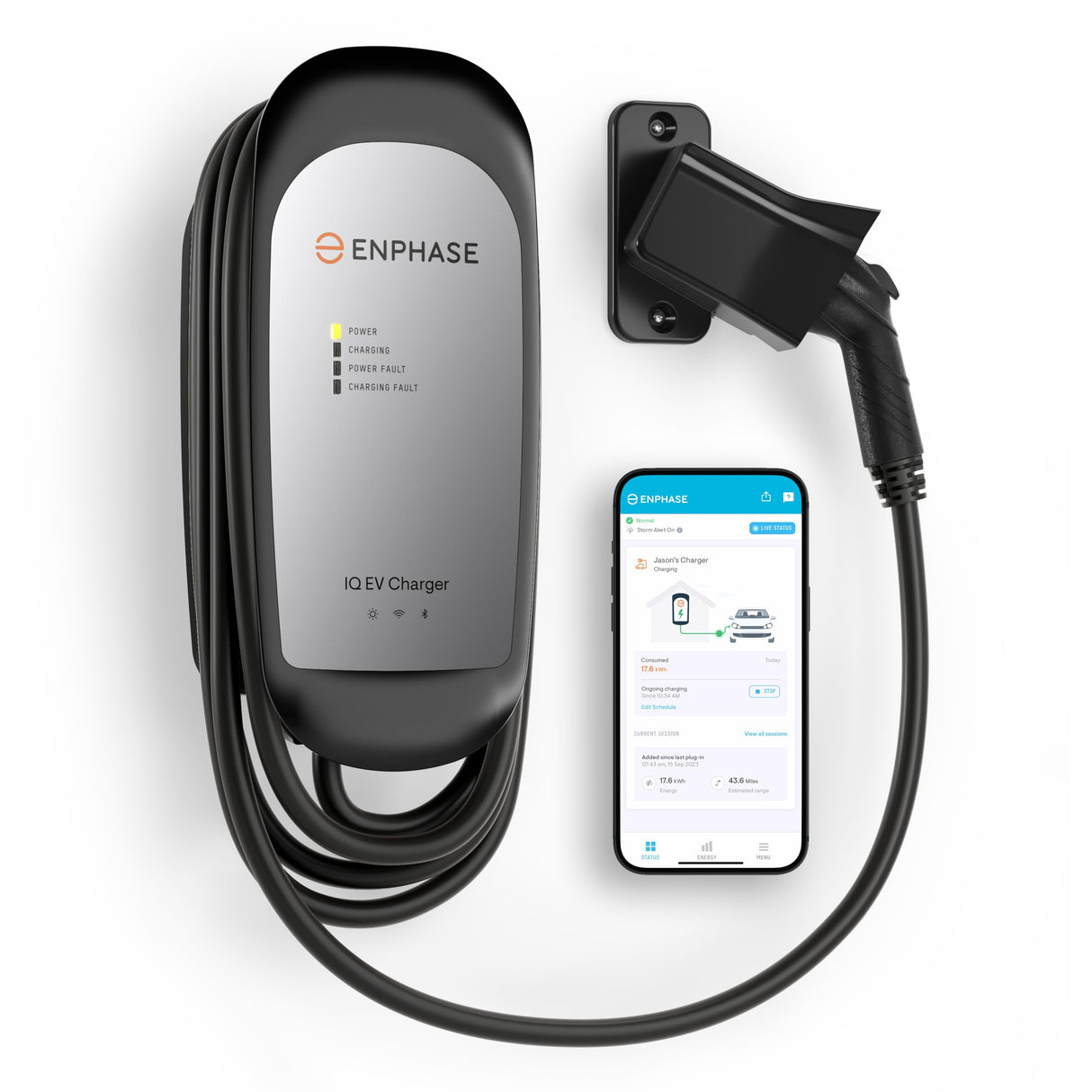 32 Amp Plug-in Smart EV Charger - Enphase IQ 40 with NEMA 14-50 Plug, 7.7kW Power, 240V, 5-Year Warranty, Wi-Fi Connected, Safety Certified, 25ft Cable & Ruggedized J1772 Connector Enphase Energy