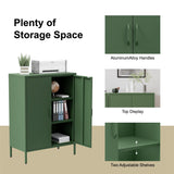 Washsemba Metal Storage Cabinet with Doors and Shelves,Multipurpose Storage Rack, 3-Tier Shelf,Metal Locker Style Accent Cabinet for Home Office,Living Room,Kitchen (Forest Green, 40''H) Washsemba