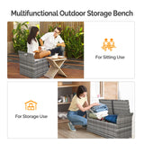 VINGLI 40 Gallon Outdoor Storage Bench with Cushion, Rattan Storage Box, Patio Wicker Deck Box with Seat for Garden | Balcony | Porch | Pool | Yard (Grey Frame + Light Grey Cushion) VINGLI