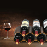 TRUDING Countertop Wine Rack - 7 Bottle Freestanding Wine Bottle Holder Stand - 2 Tier Wooden Wine Storage Rack - Walnut Wavy Wine Organizer for Cabinet Pantry Home Kitchen Bar TRUDING