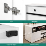 YITAHOME TV Stand for 55 inch TV, White Modern Entertainment Center with Storage, LED TV Stands for Living Room, High Glossy TV Console Cabinet, White & Black YITAHOME