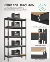 SONGMICS 5-Tier Storage Shelves, Set of 2 Garage Storage, Boltless Assembly, Adjustable Shelving Units, 11.8 x 29.5 x 59.1 Inches, Load 1929 lb Each, Shed Warehouse Basement, Black UGLR300B02 SONGMICS