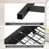 Bellemave Full Size Corner Bed Frame with Storage, Full Captains Bed with Charging Station and LED Light, Wood Daybeds with L-Shaped Bookcase and 2 Drawers, Black Bellemave