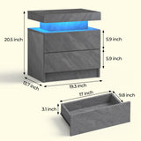 Bingoday LED Night Stand Bedside Table with LED Light Nightstands for Bedroom with 2 Drawers Modern Night Stand for Bedroom Bingoday