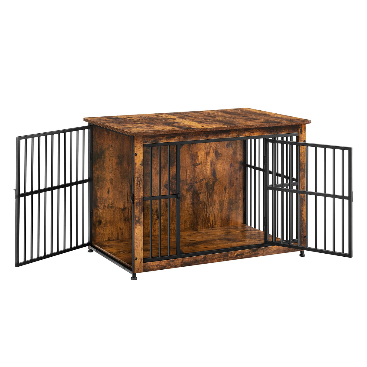 Feandrea Dog Crate Furniture, Side End Table, Modern Kennel for Dogs Indoor up to 70 lb, Heavy-Duty Dog Cage with Enclosed Base, Double-Door Dog House, Rustic Brown UPFC023X01 Feandrea