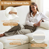 VINGLI 110" Sectional Couches for Living Room,U Shaped Couch with Double Chaise, 4-Seat Sofa Set with Chenille Fabric for Home Furniture,Beige VINGLI