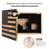 Hidden Gun Storage American Flag - Concealment Gun Safes for Valuables, Guns, Jewelry, Cash/Solid Wood Construction（Lockable） Homvle