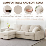 ASHOMELI 99" Convertible Sleeper Sofa Bed,L Shaped with Storage Chaise Pull Out Couch for Living Room,USB and Type-C,Removable Washable Chenille Covers (Beige) ASHOMELI