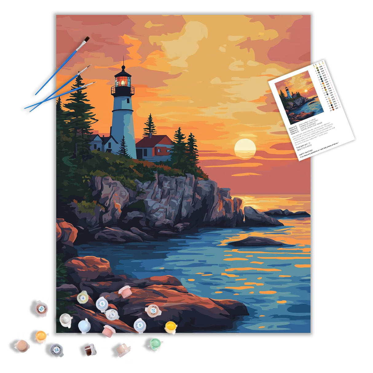 ARNLRDYA Paint by Number Kits Lighthouse at Sunset, Acadia National Park Paint by Numbers for Adults, Ocean Scenes Coastal DIY Acrylic Painting for Gift Home Decor(16×20inches, Unframe) ARNLRDYA