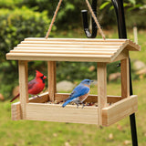STARSWR Bird Feeders for Outside Hanging, Wild Bird Feeder House for Cardinals Finches Wooden Bluebird Feeder Mealworm Feeder Outdoor Wood Platform Bird House Feeder STARSWR