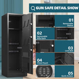 Emasme Gun Safes, Rifle Gun Safe with a Storage Box, No Assembly Required, Gun Cabinet with Removable Shelf, for Home Rifle and Pistols Storage(8-10 Gun Safe Digital) Emasme